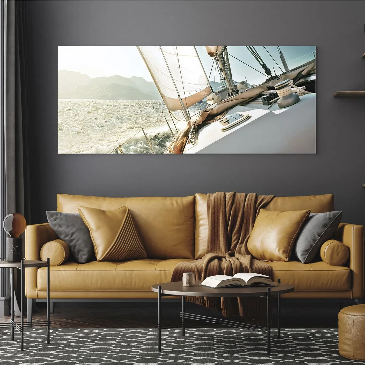 Schilderen op glas - Onder vol zeil - 120x50 cm