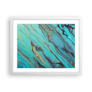 Poster in een witte lijst - Turquoise vloed - 50x40 cm