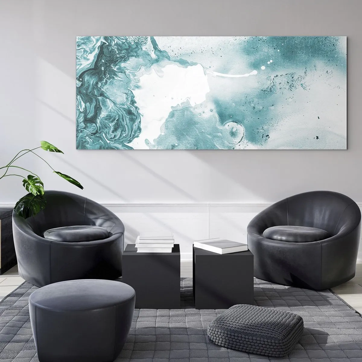 Schilderen op glas - Moerast van blauw - 140x50 cm