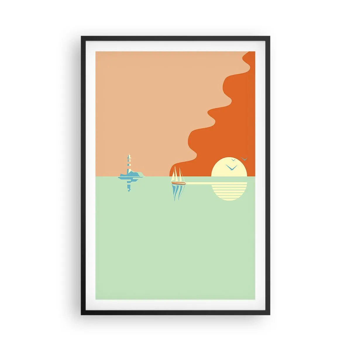 Poster in een zwarte lijst - Het perfecte zeelandschap - 61x91 cm