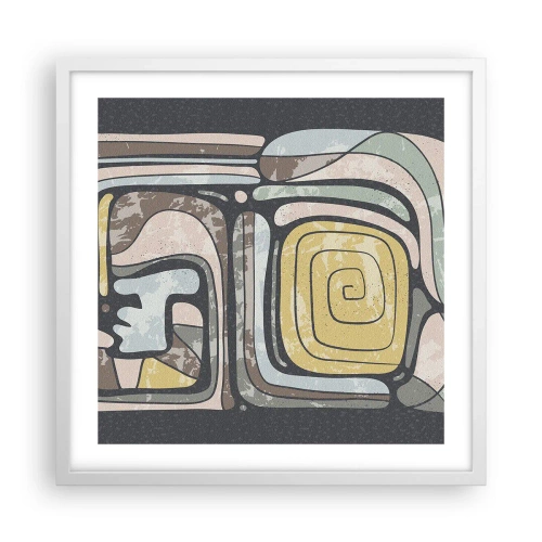 Poster in een witte lijst - Abstractie in de precolumbiaanse geest - 50x50 cm