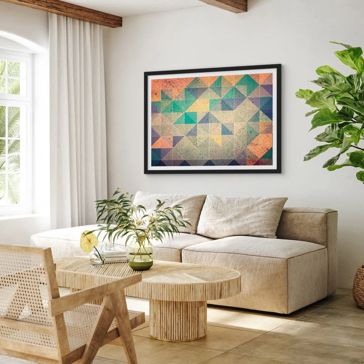 Poster in een zwarte lijst - Republiek van driehoeken - 50x40 cm