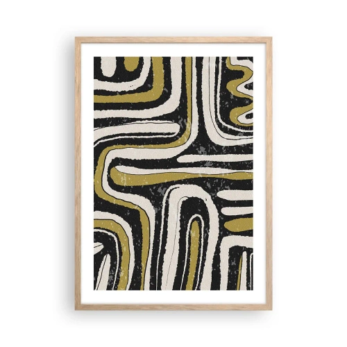 Een poster in een licht eiken lijst - Compositie: wegen en steegjes - 50x70 cm