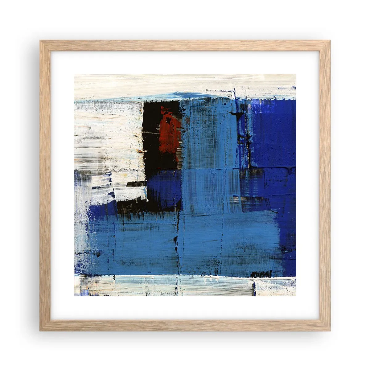 Een poster in een licht eiken lijst - Het geheim van blauw - 40x40 cm