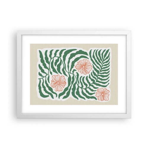 Poster in een witte lijst - Bloeiend in het groen - 40x30 cm