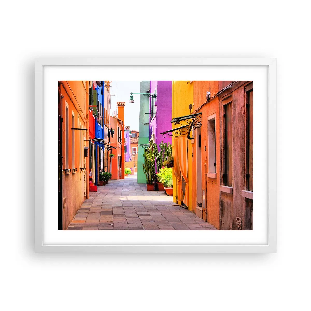 Poster in een witte lijst - Regenboogsteeg - 50x40 cm
