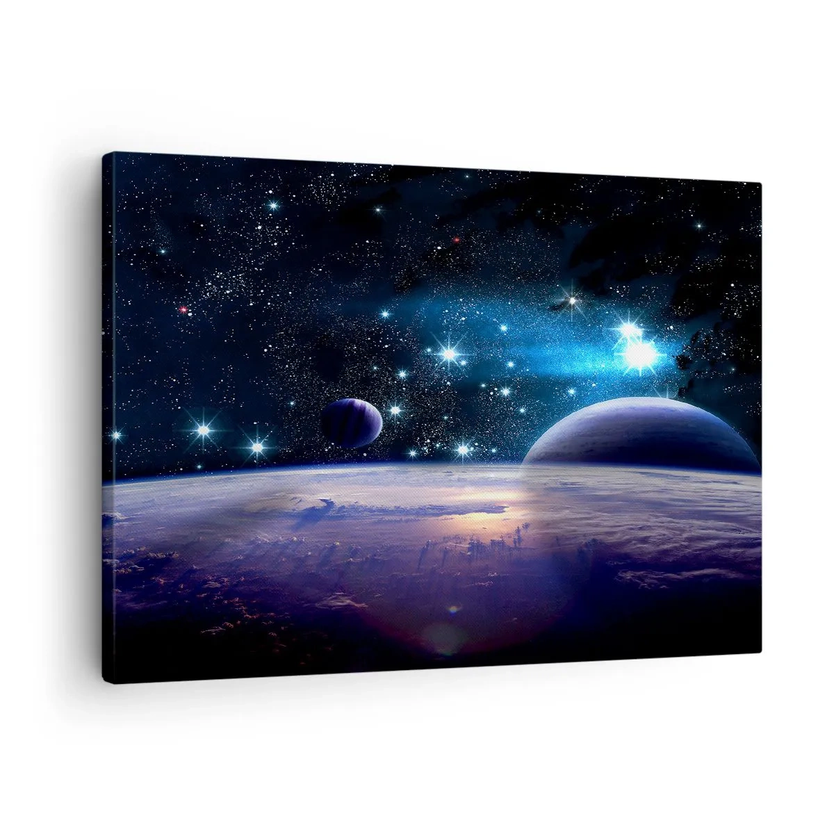 Schilderen op canvas - Een blik op de ruimte met planeten en sterren - 70x50cm - Nog steeds alleen? - Moderne wanddecoratie voor woonkamer en slaapkamer ARTTOR