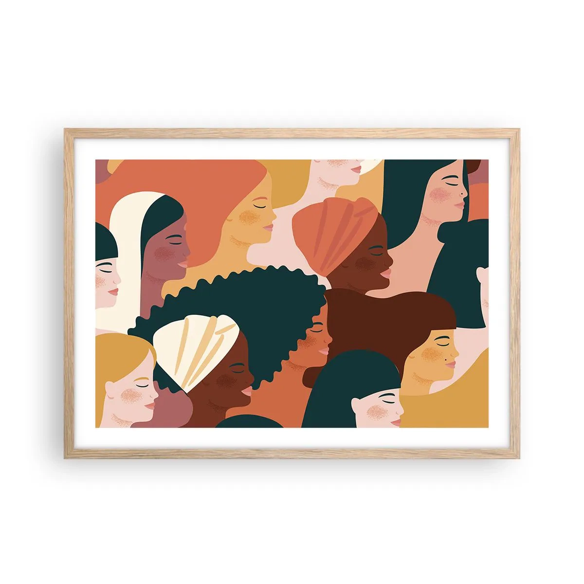 Een poster in een licht eiken lijst - Alleen vrouwelijkheid - 70x50 cm