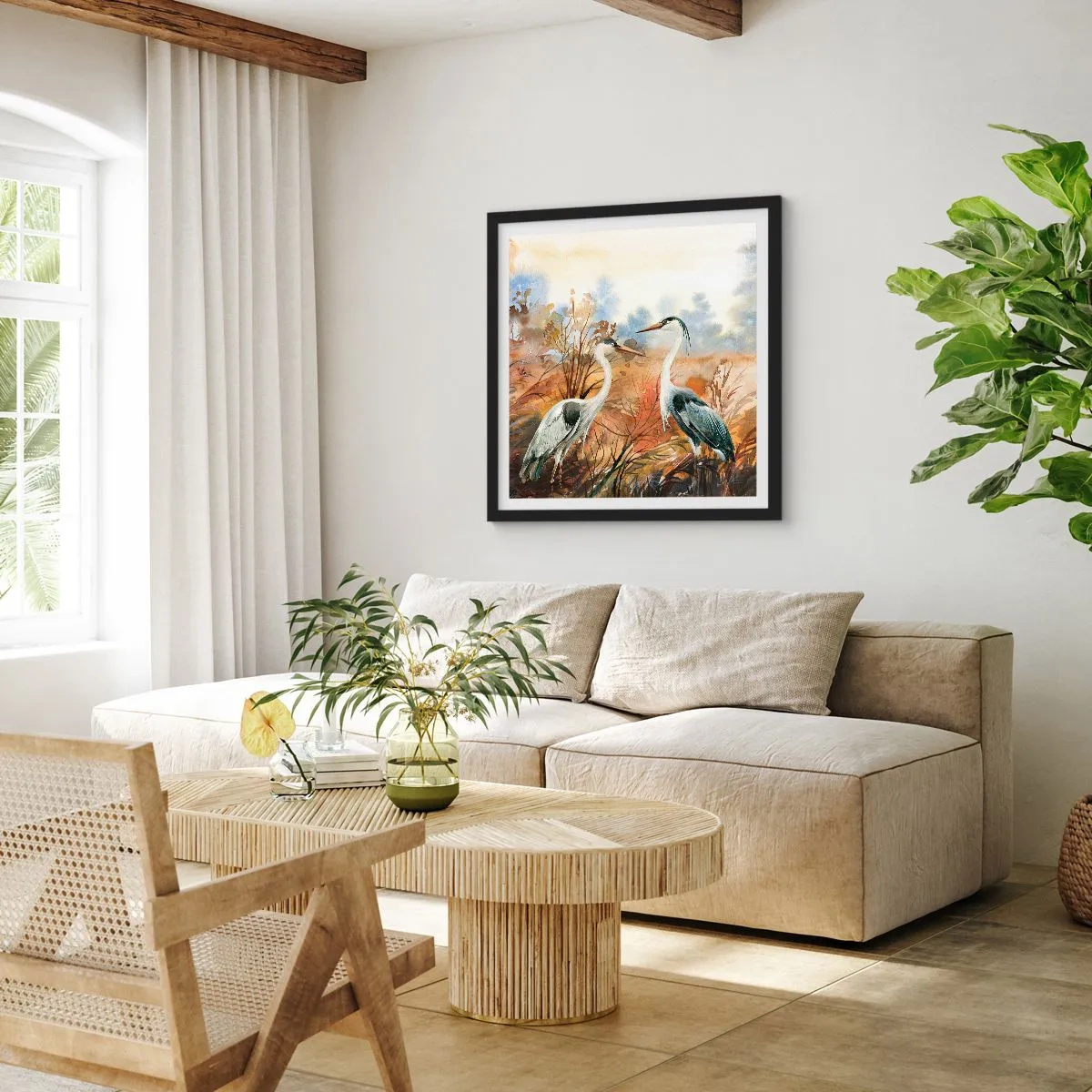 Poster in een zwarte lijst - Waarheen in de herfst? - 40x40 cm