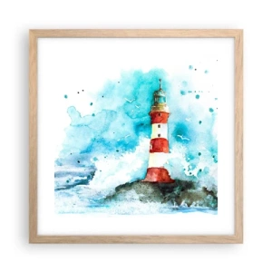 Een poster in een licht eiken lijst - Eenheid van de elementen - 40x40 cm