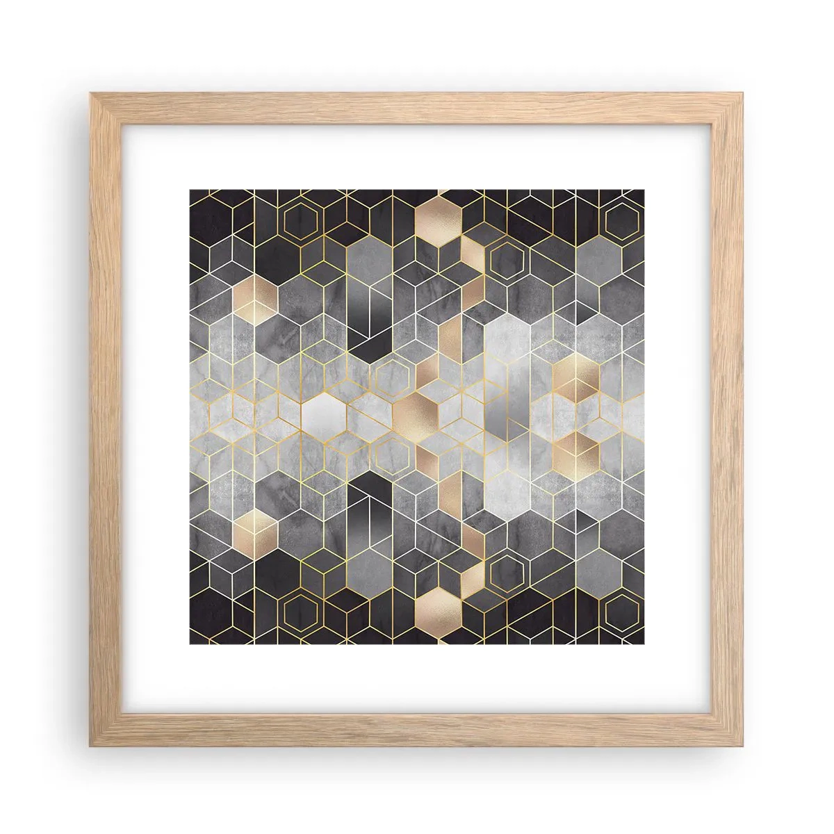 Een poster in een licht eiken lijst - Diamant samenstelling - 30x30 cm