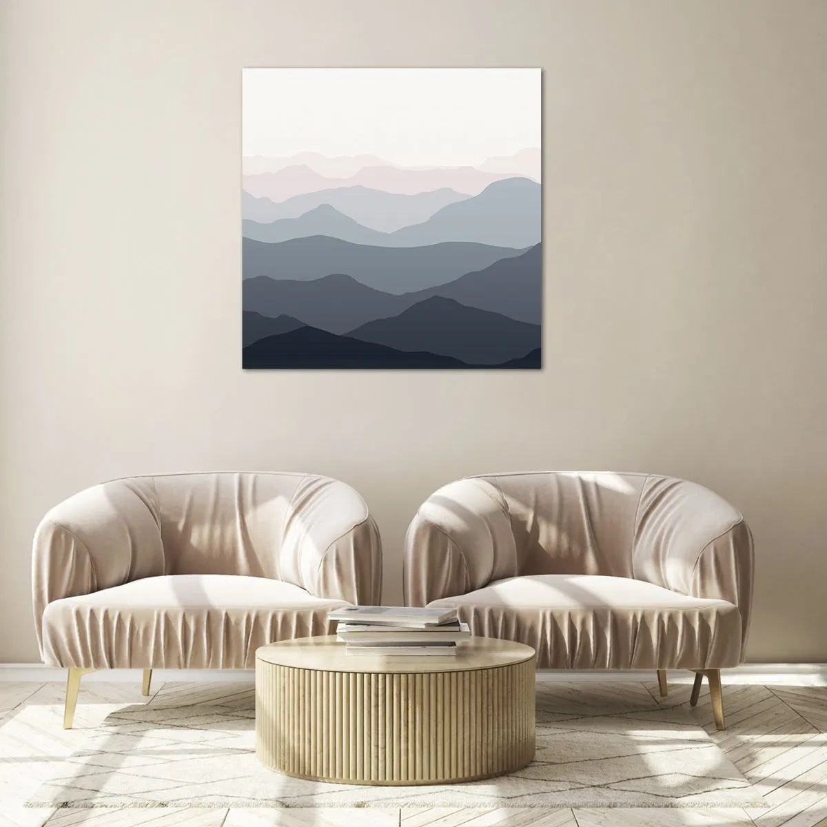Schilderen op glas - Golven van de bergen - 30x30 cm
