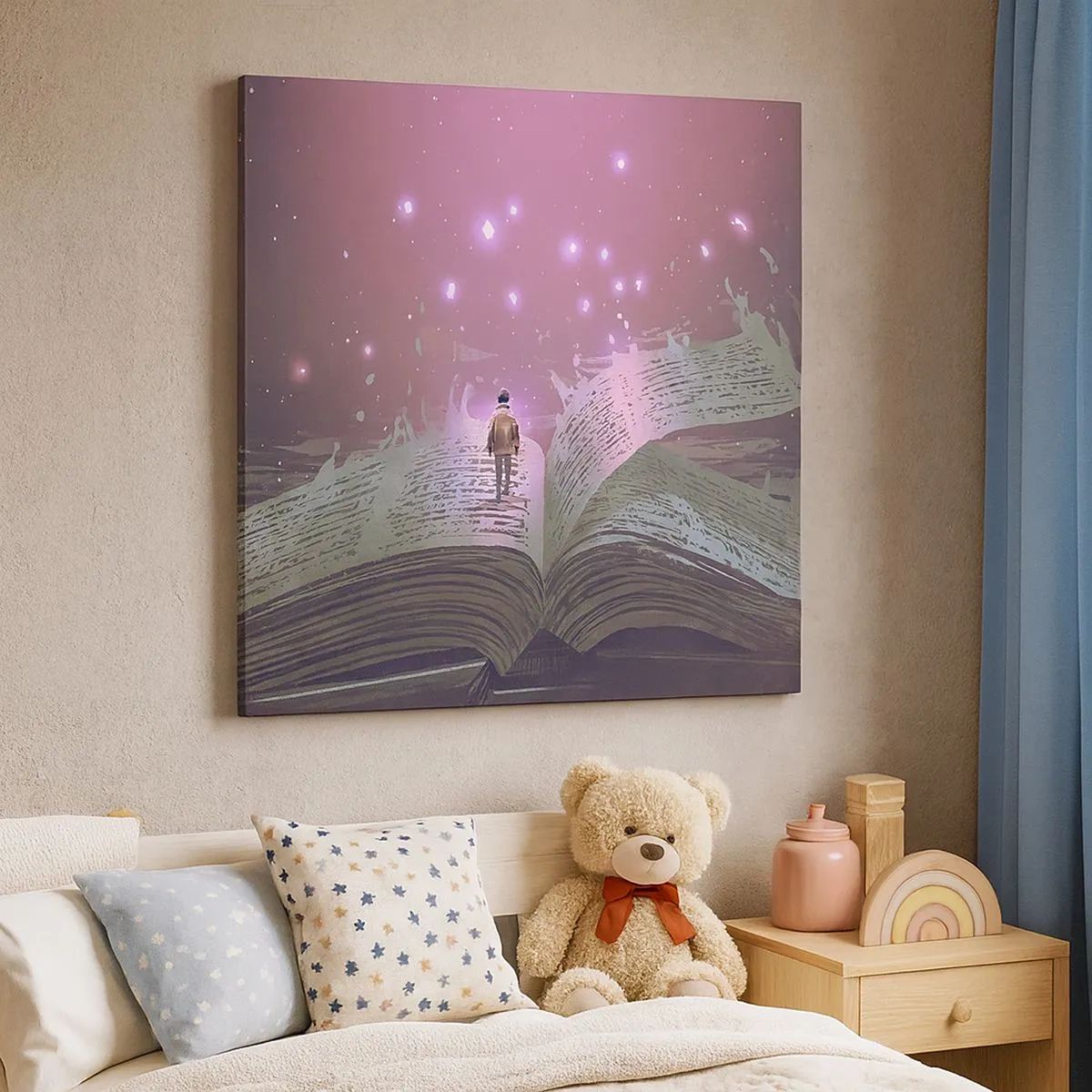 Schilderen op canvas - Uitnodiging voor een andere wereld - lees! - 30x30 cm