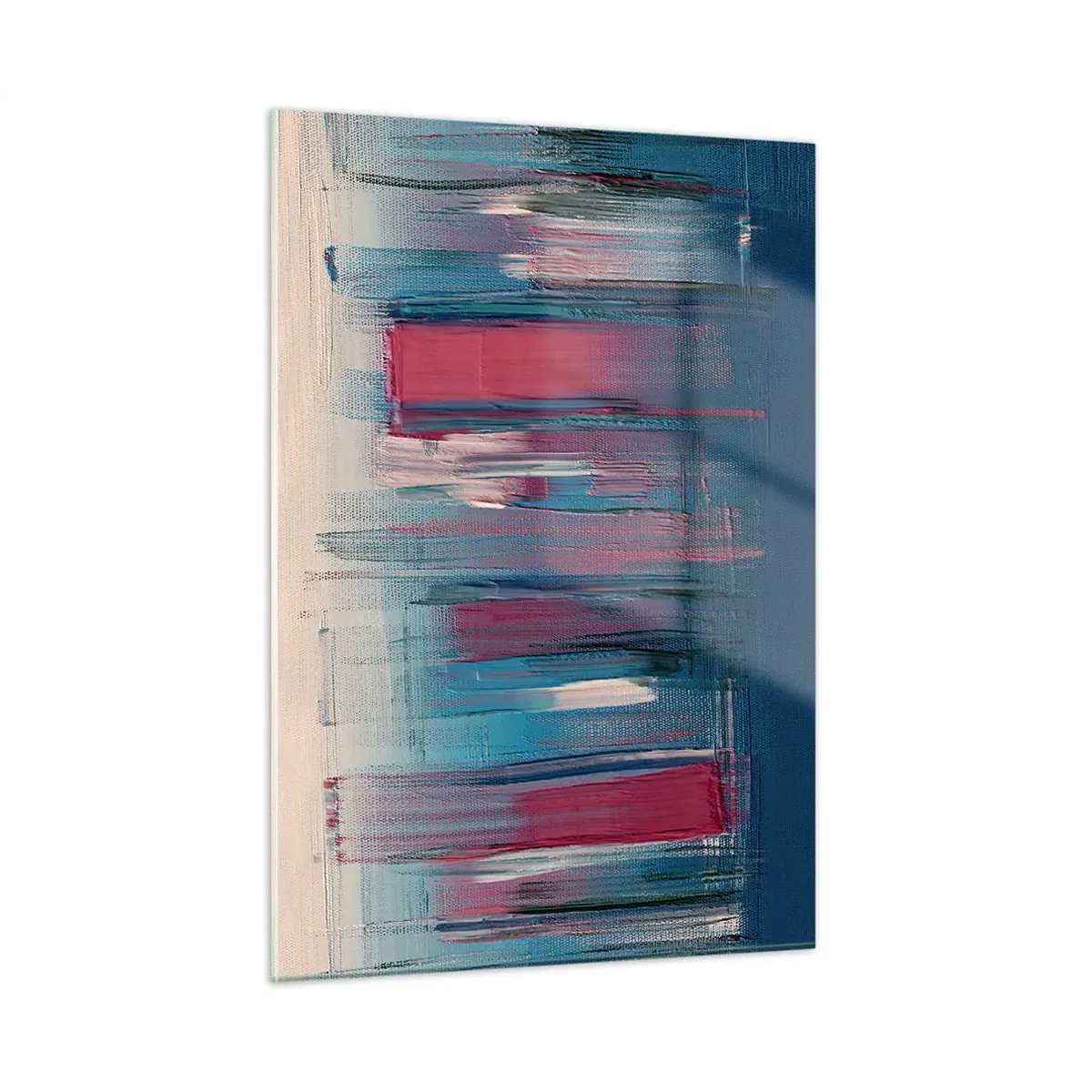Schilderen op glas - Verticale compositie in blauw en rood - 50x70 cm