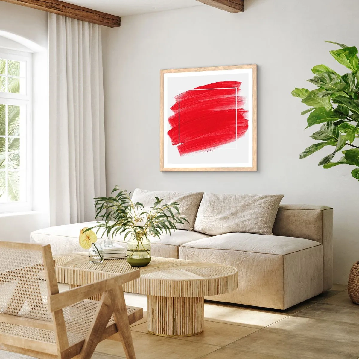 Een poster in een licht eiken lijst - Uit het frame - 30x30 cm