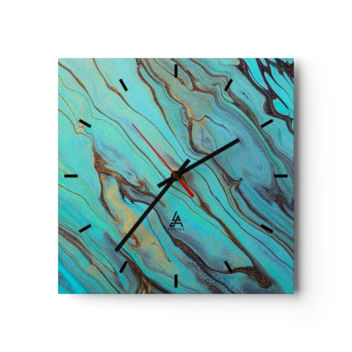 Wandklok - Klok - Turquoise vloed - 40x40 cm