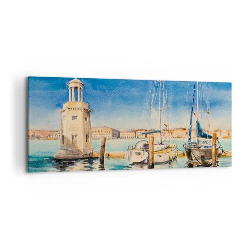 Schilderen op canvas - Zonnige lagune - 100x40 cm