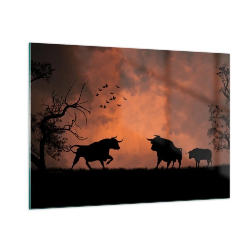Schilderen op glas - Een dramatisch schouwspel van de natuur - 100x70 cm