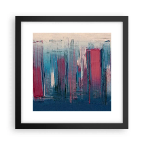 Poster in een zwarte lijst - Verticale compositie in blauw en rood - 30x30 cm