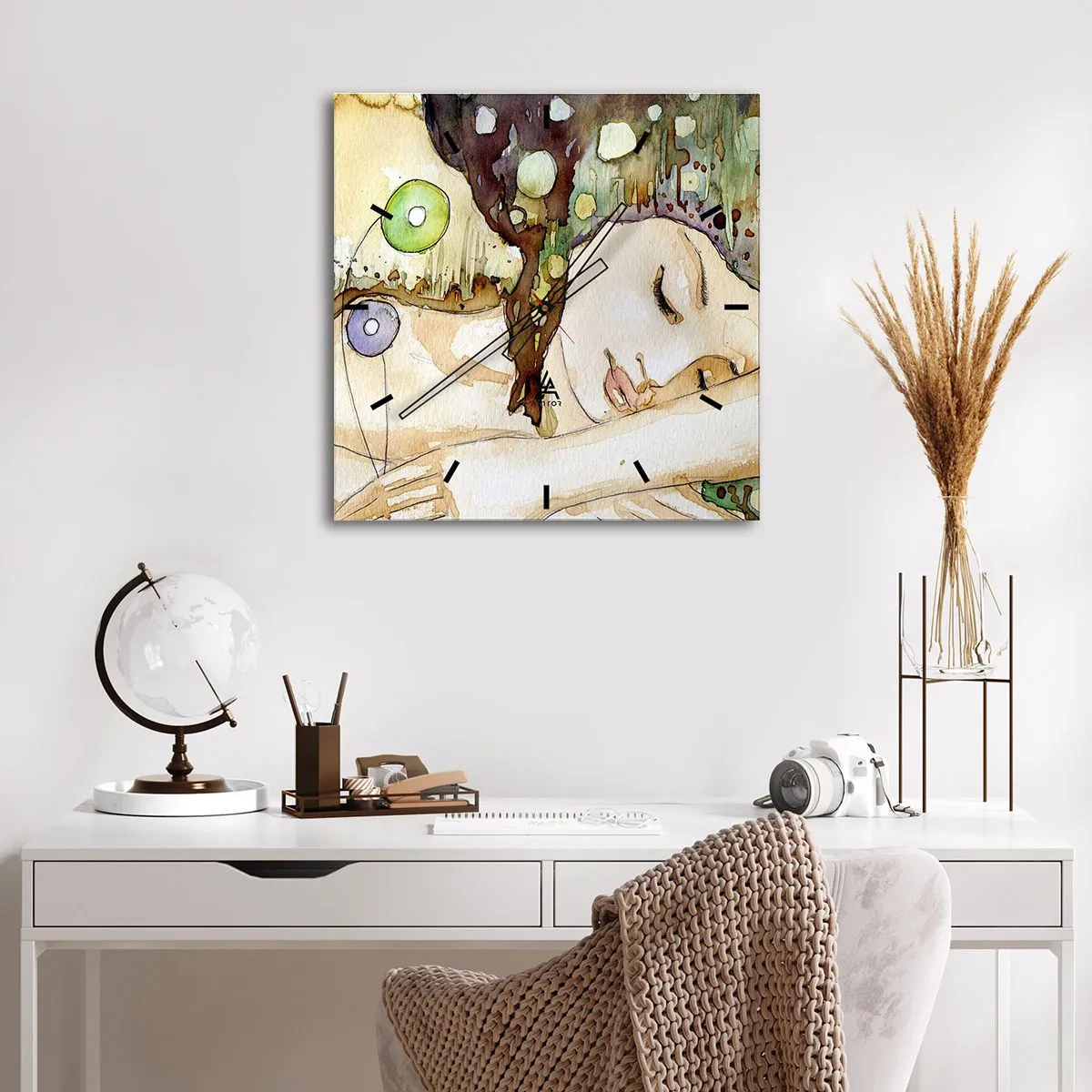 Wandklok - Klok - Een smaragd-violette droom - 30x30 cm