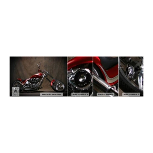 Fotobehang Monster Zelfklevend Deluxe Sticker - Rode en zilveren schoonheid - Motor, Bijl, Automobiel - 100x30 cm
