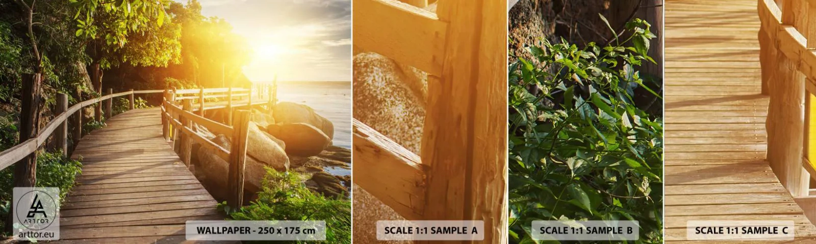 Fotobehang Monster Zelfklevend Deluxe Sticker - Nog een beurt, nog een wonder - Landschap, Kustpromenade, Zee - 100x30 cm