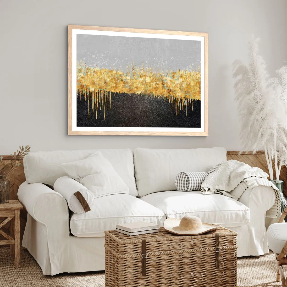 Een poster in een licht eiken lijst - Naar binnen en naar boven - 70x50 cm