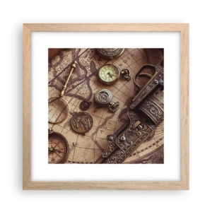 Een poster in een licht eiken lijst - Avontuur roept - 30x30 cm