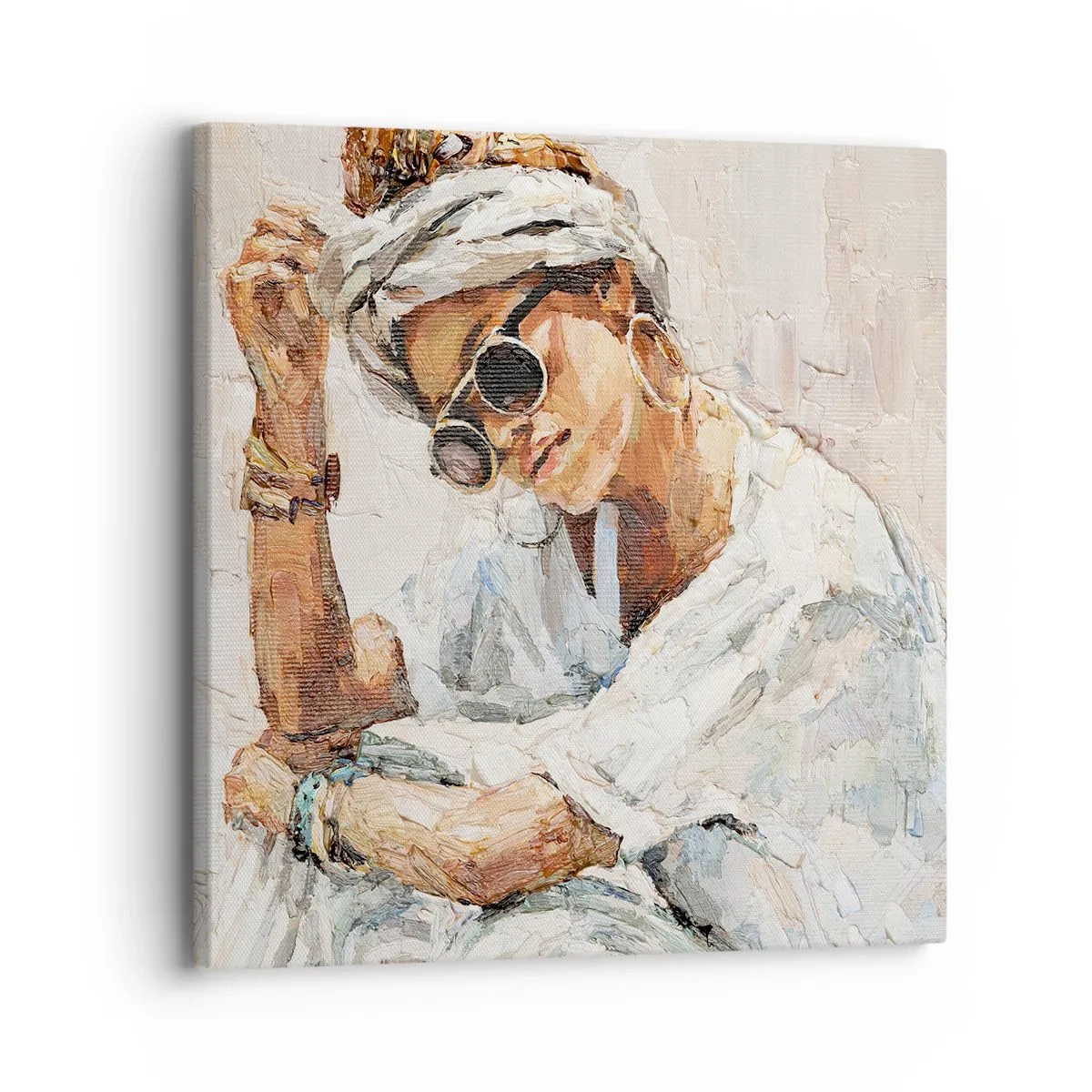 Schilderen op canvas - Portret in de volle zon - 30x30 cm