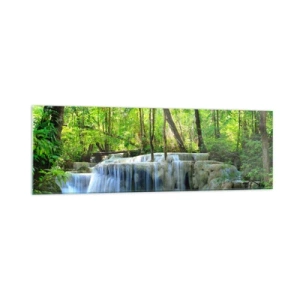 Schilderen op glas - Verdrinken in turkoois en groen - 160x50 cm