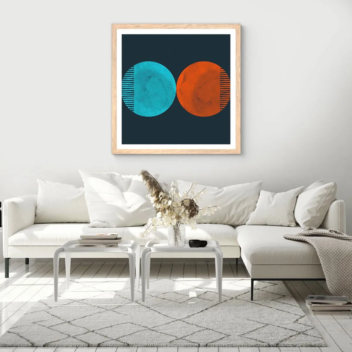 Een poster in een licht eiken lijst - Alleen geometrie? - 30x30 cm