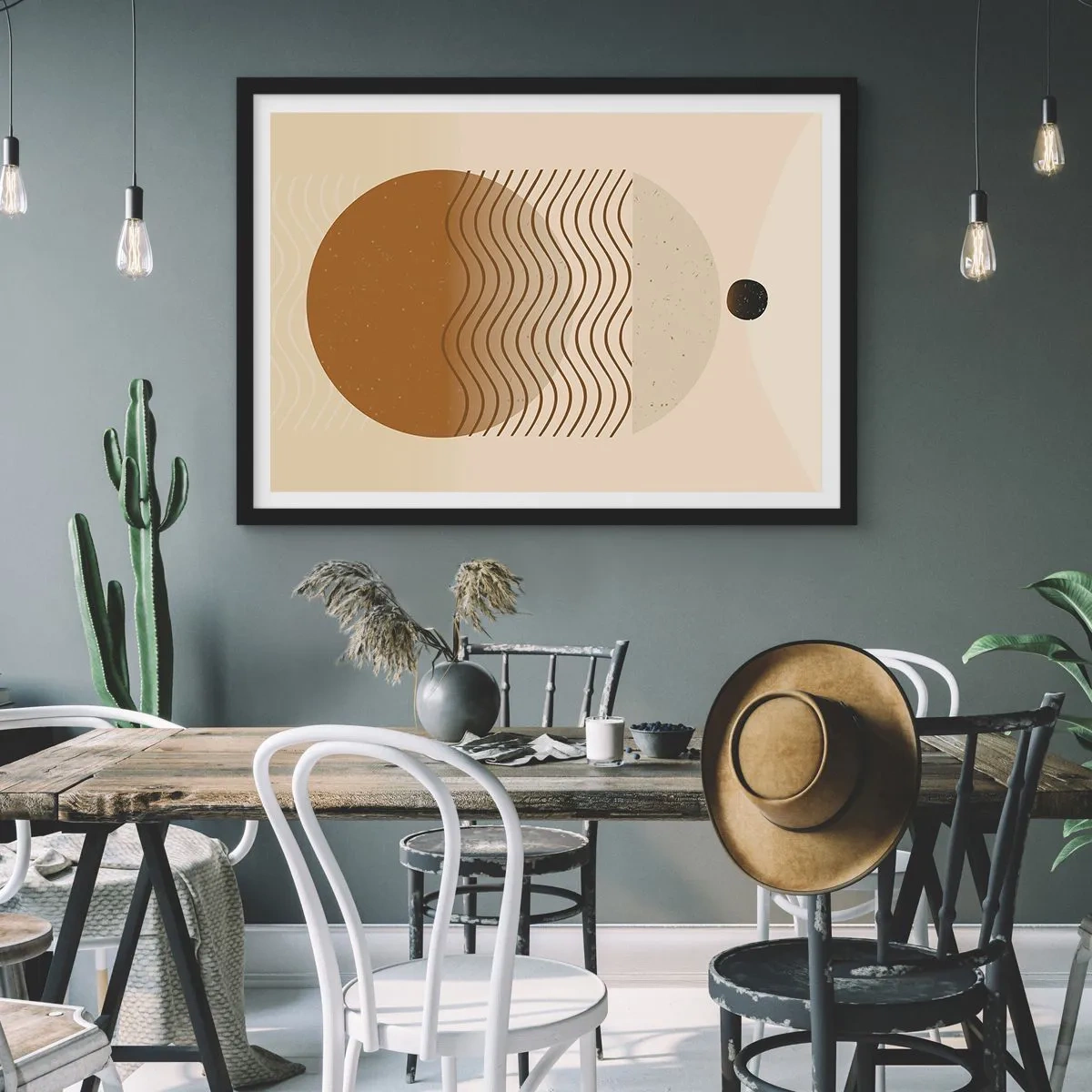 Poster in een zwarte lijst - Over de oorsprong van geometrische figuren - 40x30 cm