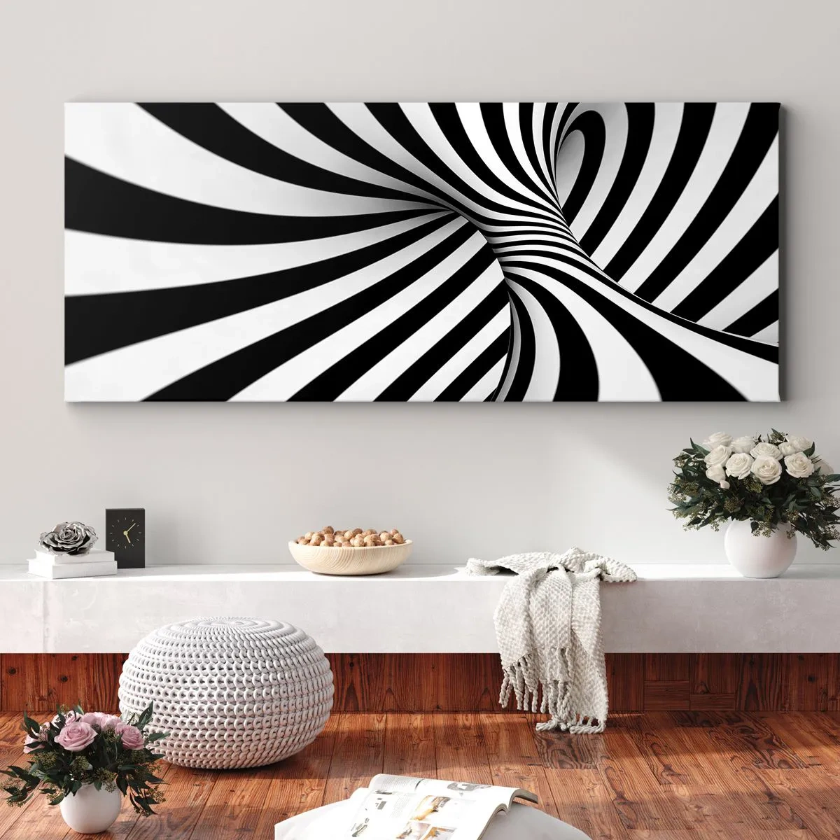 Schilderen op canvas - Compositie: dansende ruimte - 90x30 cm