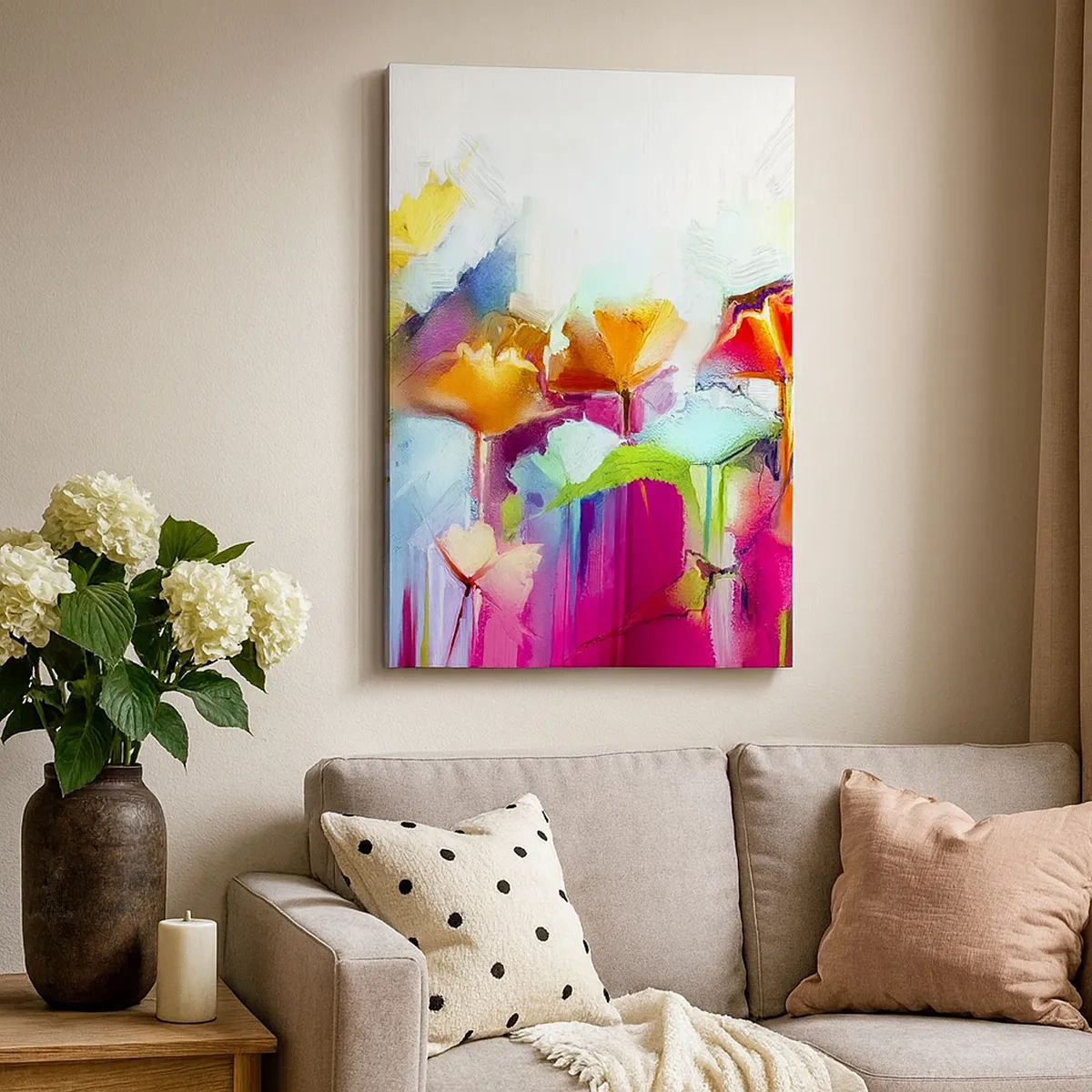 Schilderen op canvas - De regenboog is tot bloei gekomen - 50x70 cm