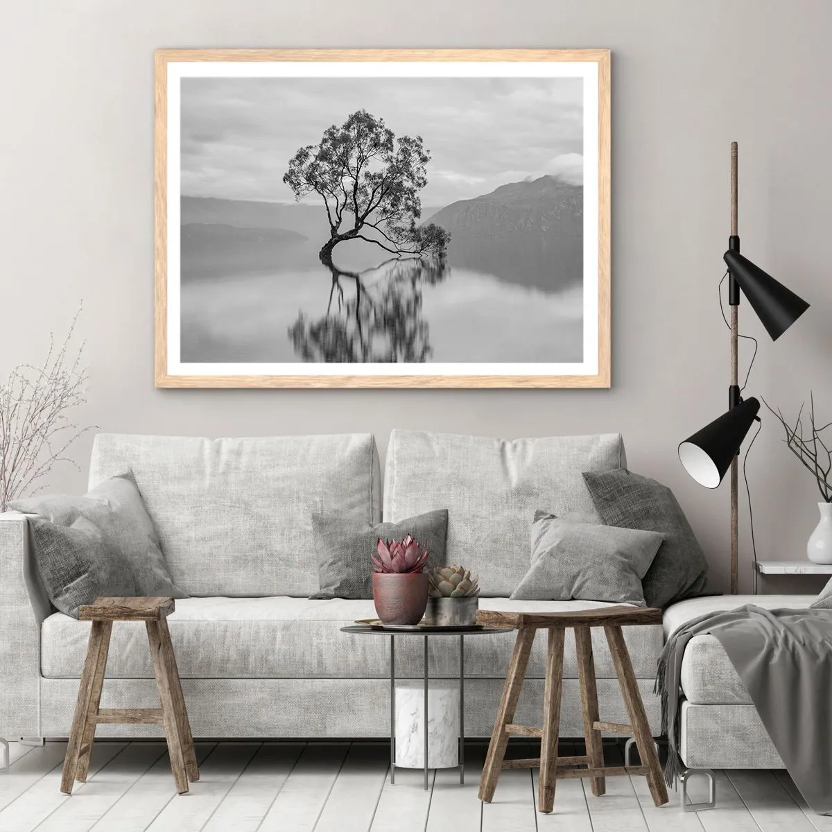 Een poster in een licht eiken lijst - Er is zo'n land - 70x50 cm