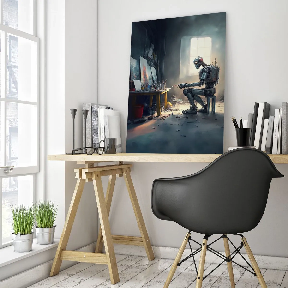 Schilderen op glas - De scheppingsdaad - 70x100 cm