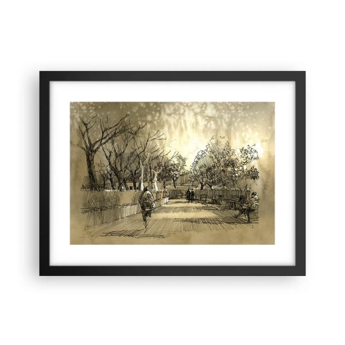 Poster in een zwarte lijst - Een moment gestopt met een veer - 40x30 cm