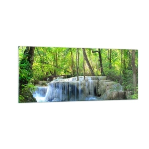 Schilderen op glas - Verdrinken in turkoois en groen - 100x40 cm