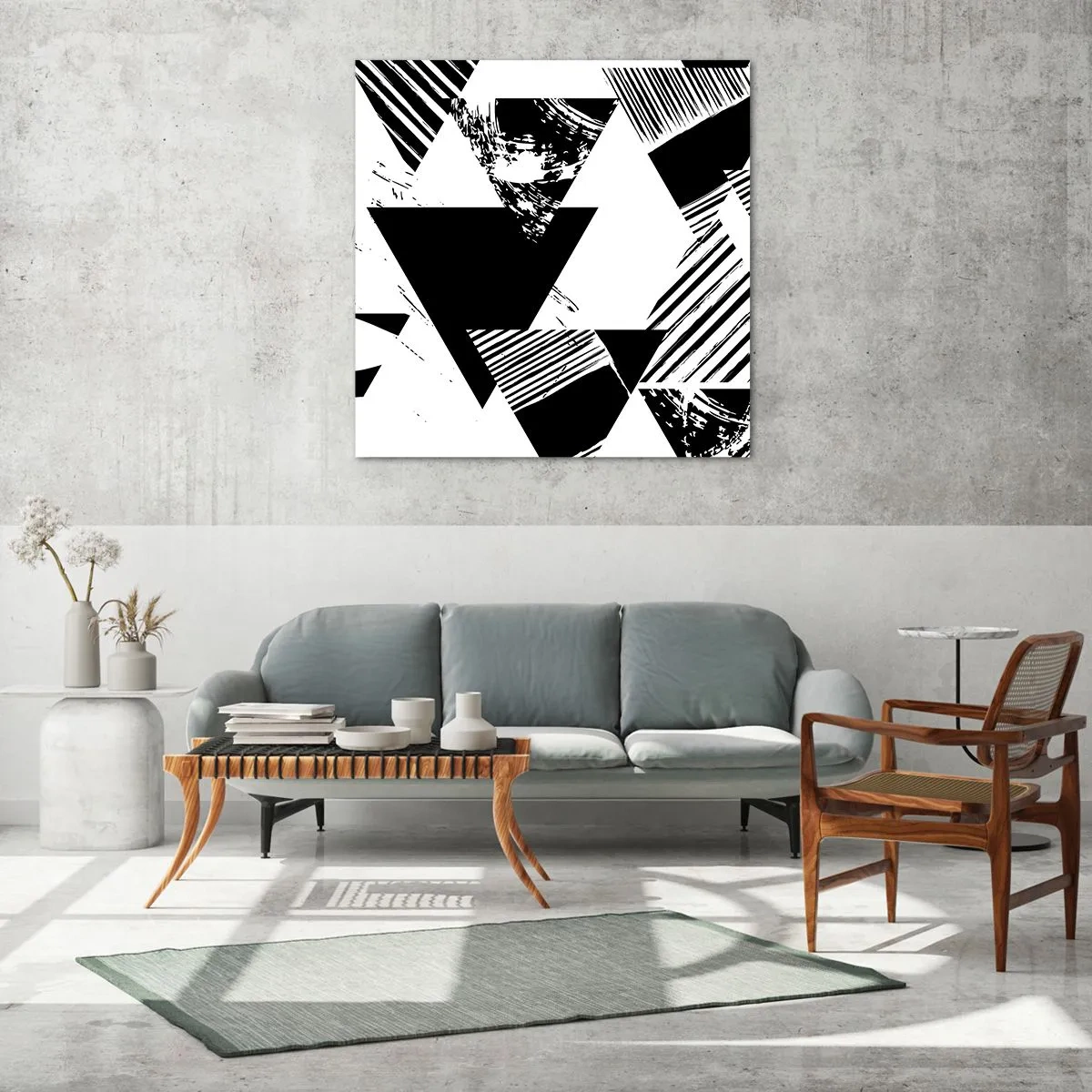Schilderen op glas - Regen van driehoeken - 50x50 cm