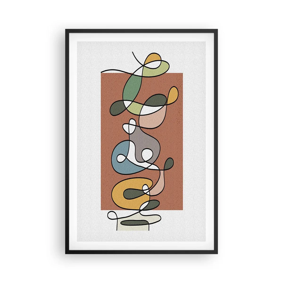 Poster in een zwarte lijst - Abstractie: kleurrijke dans - 61x91 cm