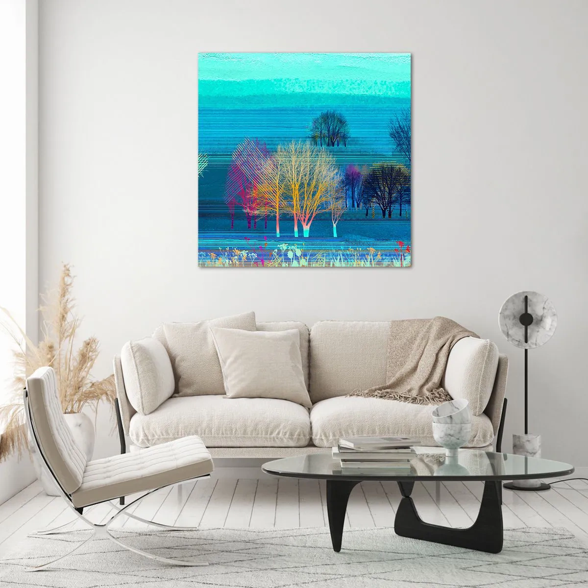 Schilderen op glas - Een gekamd landschap - 60x60 cm