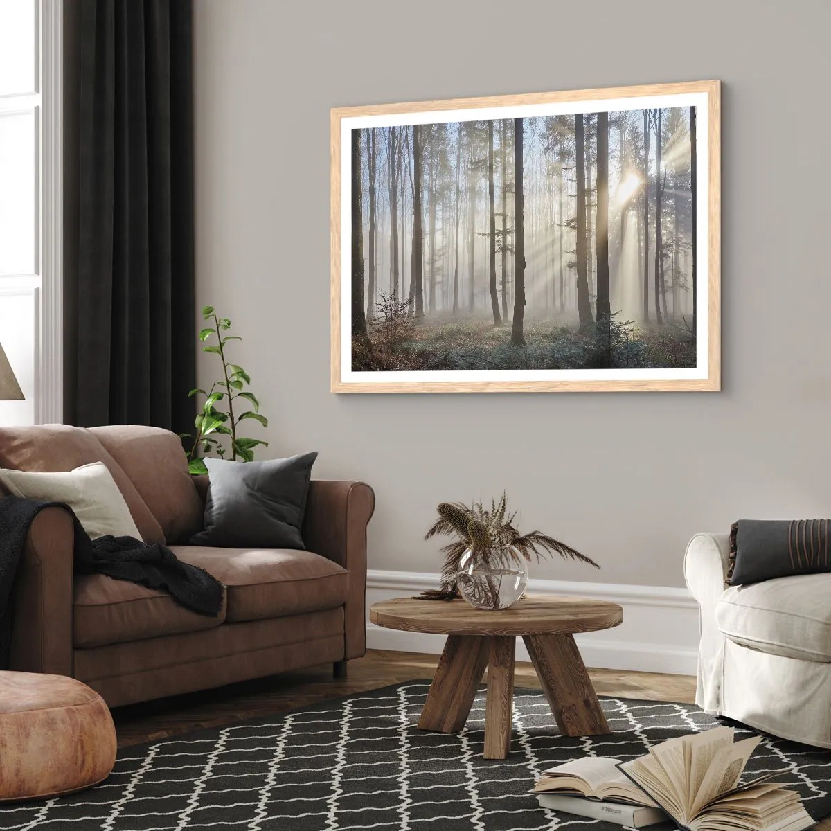 Een poster in een licht eiken lijst - De mist werd ook wakker - 70x50 cm