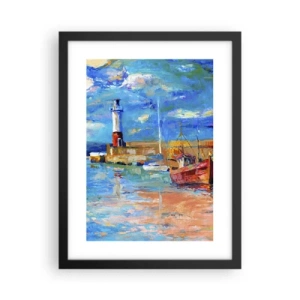 Poster in een zwarte lijst - Een middag in de regenboogbaai - 30x40 cm