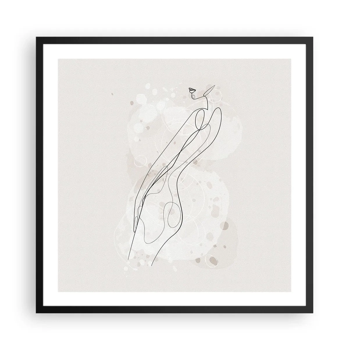 Poster in een zwarte lijst - De blik dwaalt af - 60x60 cm