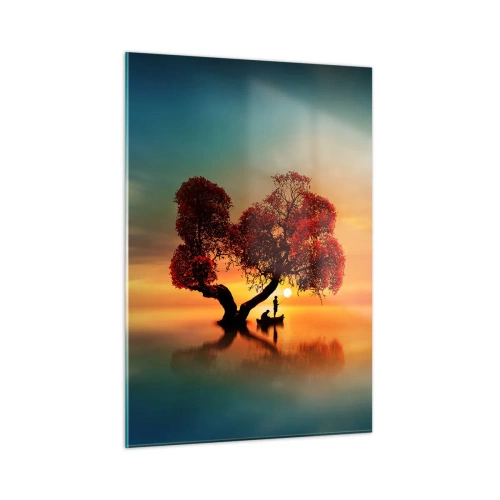 Schilderen op glas - Afstanders en de stilte van de wereldlozen - 50x70 cm