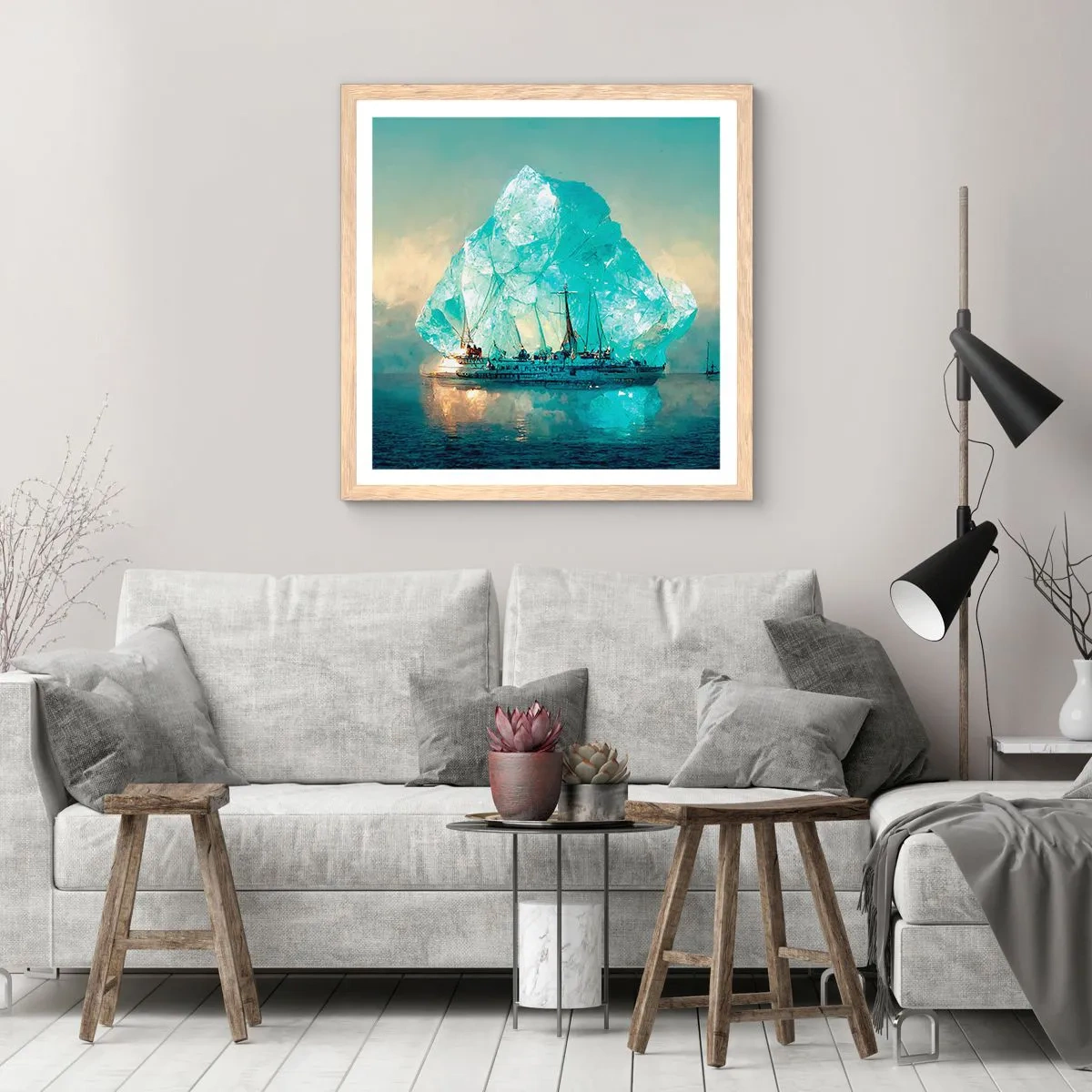 Een poster in een licht eiken lijst - Arctische diamant - 50x50 cm