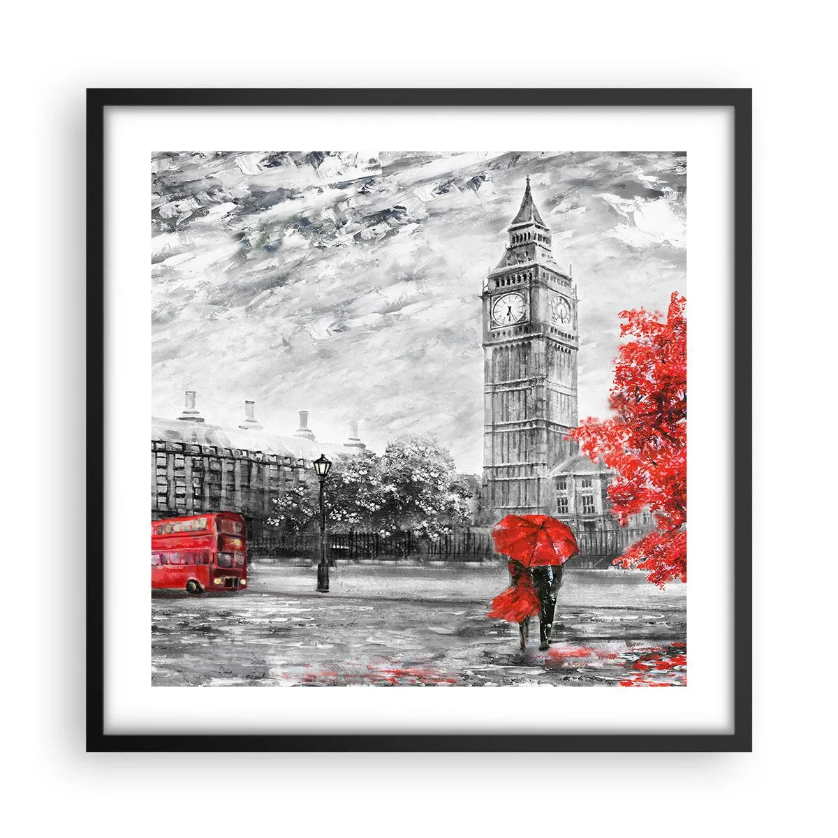 Poster in een zwarte lijst - Een spannende dag - 50x50 cm