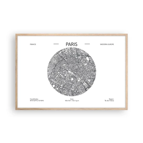 Een poster in een licht eiken lijst - Anatomie van Parijs - 91x61 cm