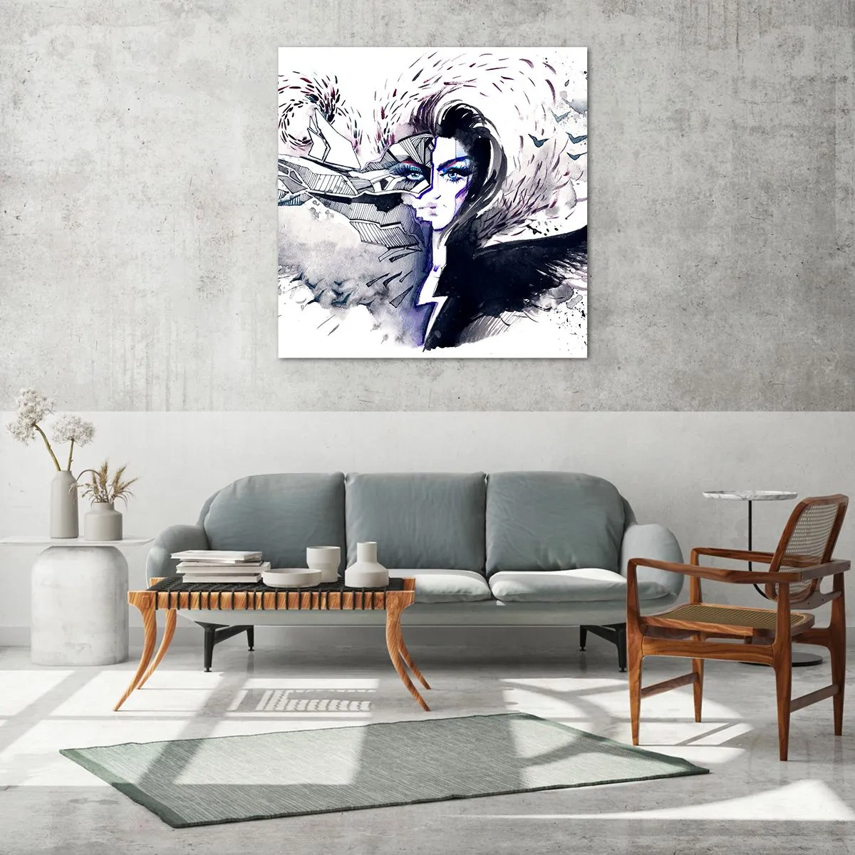 Schilderen op glas - Demonisch en mooi - 40x40 cm