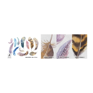 Fotobehang Monster Premium Sand - Licht, bont en veelkleurig - Vogelveren, Vogels, Grafisch - 100x30 cm